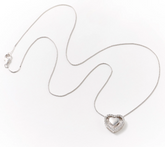 Diamonique Pave Open Heart Necklace 18"L, Sterling Silver